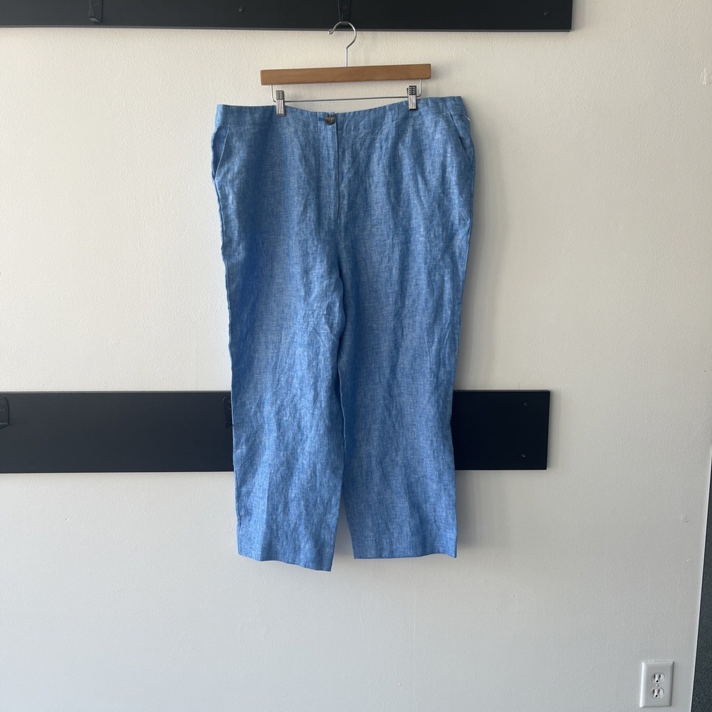 Boden 100% Linen NWT‎ Pants . Size 22R. Chambray. Wide Leg, Ankle
